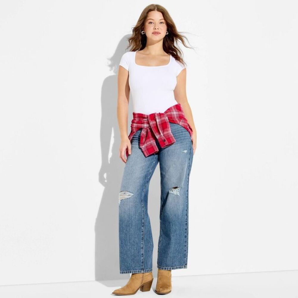 Women's Low-Rise Baggy Curvy Jeans - Wild Fable Dark Wash 0